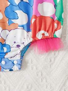 Cute Panda Pattern Knitted Bodysuit For Baby Girls - Multicolor - View 7