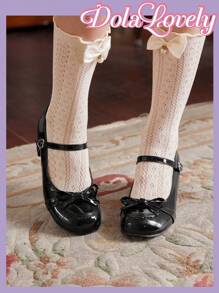 Dola Lovely Women Fashionable Bowknot Decorated Black High Heel Shoes Sorceress Spring Shoes Spring Break Easter