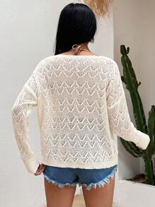 EURMUSE Women Crochet Cardigan With Button Details - Beige - View 2