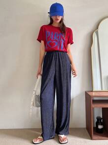 FRIFUL Pantalon long unicolore simple décontracté pour femme pour un usage quotidien