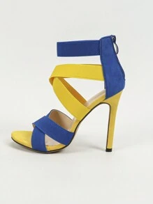 Gợi Cảm Hộp Đêm Plus Kích Thước Xanh Dương Nối Phong Cách La Mã Co Giãn Hở Mũi Cao Gót Xăng Đan Nữ, 12Cm - Nhiều màu - Xem 5