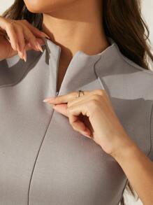 Denimoi Knitted Solid Color Casual Women's Jumpsuit - Grey - View 3