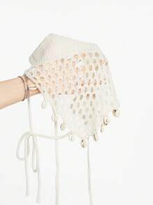 ROMWE Fairycore Asymmetrisch geschnittenes Trägershirt mit rückenfreiem Ausschnitt und Muschel-Dekor, Urlaubsstil