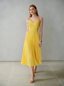 MOTF PREMIUM VESTIDO DE RESBALÓN PLISADO Y SÓLIDO