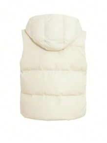 DAZY Women's Basic Solid Color Sleeveless Padded Coat For Daily Wear, Padded Vest, Women Winter Coat