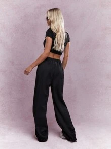 MISSGUIDED Straight Leg Logo Jogger - Black - View 2