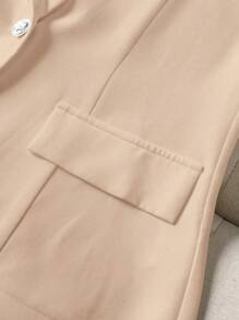 Chiquease Spring Summer Casual Patchwork Sleeves Suit Jacket - Apricot - View 6