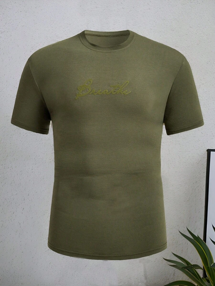 Manfinity Homme Men's Summer Letter Printed Round Neck Short Sleeve Casual T-Shirt