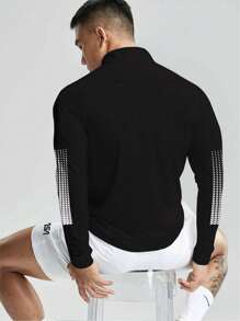 Gym Rark Boyfriend Style Men Simple And Versatile Long Sleeve Top And Loose Shorts Sports Suit Workout Set Workout Sets Gym Set Workout Set - Black - View 2
