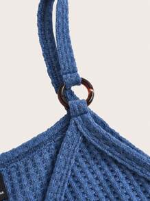 SHEIN LUNE Women's V-Neck Round Ring Linked Casual Camisole Top - Blue - View 4