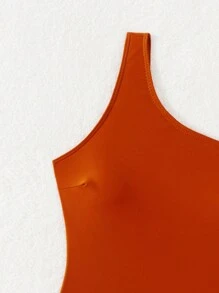 Maillot de bain d'une seule pièce pour filles adolescentes à couleur unie avec collier, costume de baignade pour plage d'été