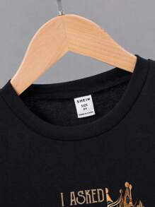 Young Boy Customized Printed Short Sleeve T-Shirt Style Hit  Summer Tops  Thanksgiving - Black - View 4