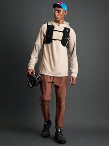 Manfinity Sport Polished Manfinity Sport 抛光男友风男士连帽拉链休闲长袖运动夹克 运动夹克 - 卡其色 - 查看 7