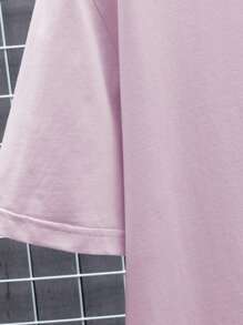 Manfinity Homme Men's Summer Solid Color Round Neck Short Sleeve Casual T-Shirt - Pink - View 5