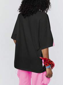 Coolane Women's Sportswear Colorblock Number Printed Jersey T-Shirt - Pink - View 2