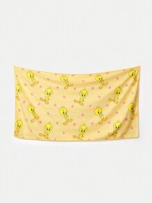 LOONEY TUNES X SHEIN Cartoon And Heart Printed Bath Towel, For Home Bathroom,Summer Outfits, Spring Outfits,Beach, Vacation - Yellow - View 8