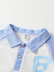 SHEIN Baby Boys' Short Sleeve Knitted Printed Top And Shorts Set - Blue - View 6