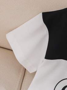 2 Stück Baby Jungen modisches Kurzarm T-Shirt und stilvolle Jeans Hose Set - Schwarz und Weiss - Übersicht 4