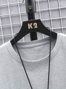 Manfinity Homme Men's Summer Solid Color Round Neck Casual Short Sleeve T-Shirt - Light Grey - View 3