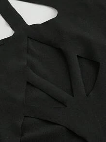 SHEIN ICON Thon gọn Xu hướng: Cắt giảm Áo liền quần chặt Đối với phụ nữ - màu đen - Xem 7