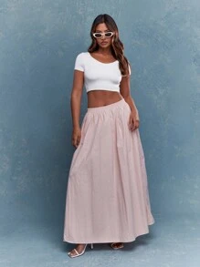 MISSGUIDED 尼龙降落伞蓬松长裙 - 粉色 - 查看 1