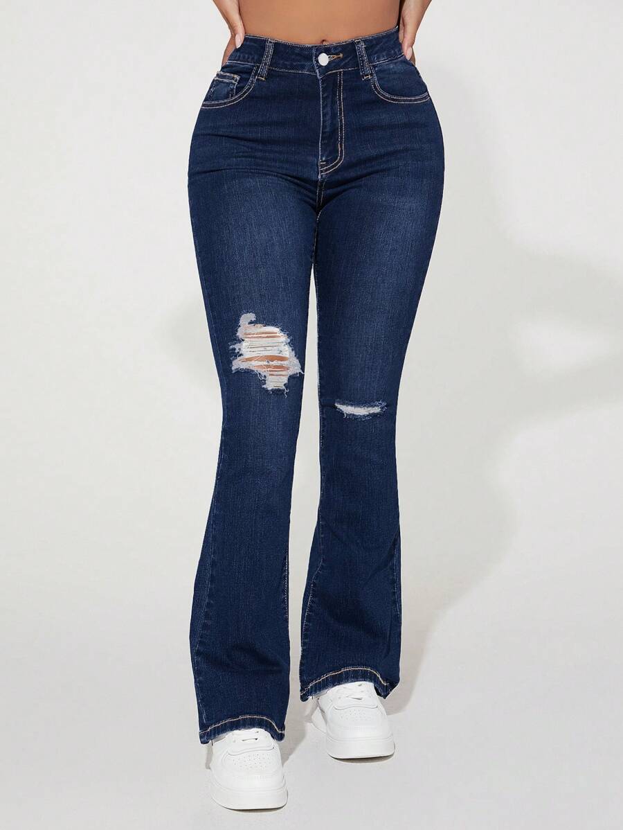 SHEIN PETITE Women Jeans  Thickened Denim - Dark Wash - View 1