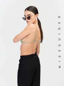 MISSGUIDED Áo ngực tam giác ren hoa lấy cảm hứng từ Ireland thanh lịch, viền ren tinh tế, hoàn hảo cho lễ kỷ niệm Ngày Thánh Patrick và các dịp lễ hội mùa xuân - Màu xanh chanh - Xem 2