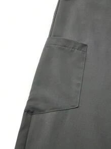 SHEIN TaskFit Plus Size Short Sleeve And Long Pants  Uniform Set, Plus Size Uniform & Scrub - Grey - View 11