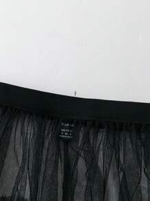SHEIN Unity Falda de malla enrollada en capas con espalda transparente de unicolor y diseño de malla transparente empalmado - Negro - Ver 7