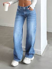 EURMUSE Casual Straight Leg Jeans - Light Wash - View 5