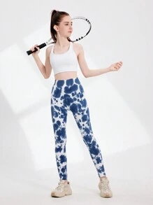 SHEIN Teen Girls' Printed Simple Daily Sports Pants, Long - Multicolor - View 4