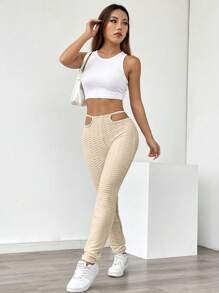 Chiquease Fitted Texture Yoga Pants, Slimming Fall Cloth For Women