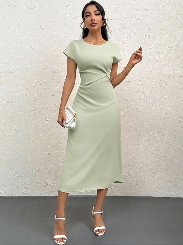 maeve sleeveless fitted a line midi dress Velvi - Maeve Corset Midi Dress - Sage
