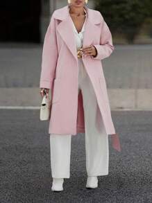 SHEIN Cottnline WHITE LONG WOMEN COAT - Rusty Rose - View 7