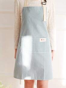SHEIN 1 chiếc tạp dề sọc nhiều màu có thể điều chỉnh dành cho nam và nữ, tạp dề nấu ăn kiểu đơn giản có túi dành cho đầu bếp, người phục vụ, tạp dề nấu ăn trong bếp, tiệc nướng, thợ làm tóc, dụng cụ nhà bếp, có thể giặt bằng máy (sọc xanh) làm quà tặng Giáng sinh cho ngày lễ - Màu xanh lam - Xem 4