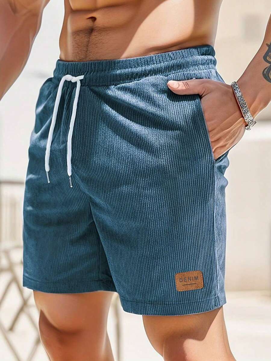 Men's Drawstring Waist Letter Print Fashionable Casual Shorts