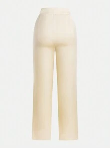 Modelyn Women's Solid Color Straight-Leg Office Commute Suit Pants - Apricot - View 2