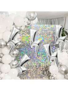 5 Bóng Bay Bằng Nhôm Hình Tia Sét Màu Bạc, Bóng Bay Nhấp Nháy 33 Inch Cho Tiệc Sinh Nhật, Đám Cưới, Trang Trí Theo Chủ Đề Thunderbolt - Bạc - Xem 7