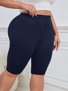 SHEIN Essnce Mallas cortas de unicolor casuales de tallas grandes de primavera/verano - Azul - Ver 5