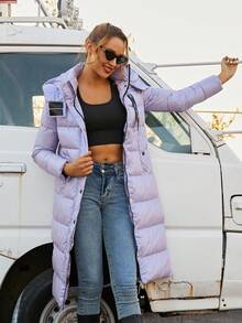 ZIAI 长袖连帽荧光棉服外套带口袋，冬季