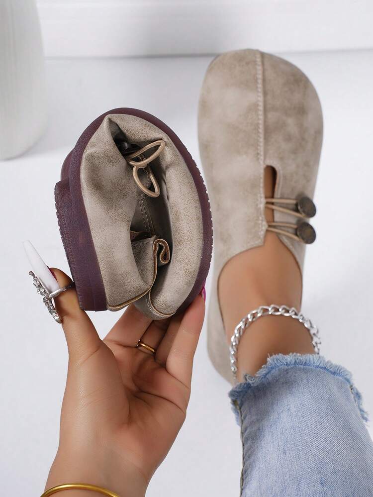 女士新款夏季休閒輕便舒適軟皮革軟底平底鞋 - 杏色 - 查看 4