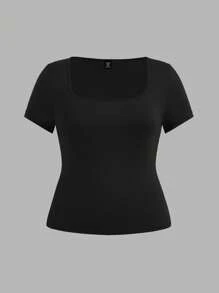 SHEIN EZwear 3 件/套大码女式圆领短袖短款休闲紧身 T 恤夏季 - 彩色 - 查看 7