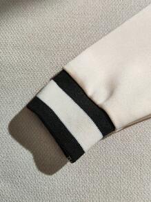 SHEIN Playful Pals 男婴半拉链街头风格学院风刺绣字母 Polo 衫，初秋