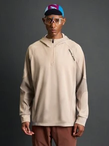 Manfinity Sport Polished Manfinity Sport 抛光男友风男士连帽拉链休闲长袖运动夹克 运动夹克 - 卡其色 - 查看 1