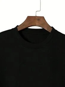 Men Plus Size Slogan Printed Round Neck Short Sleeve Casual T-Shirt, Summer - Black - View 3