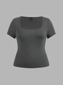 SHEIN EZwear 3 件/套大码女式圆领短袖短款休闲紧身 T 恤夏季 - 彩色 - 查看 5