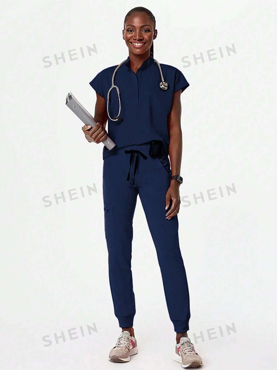 HOMEYEE Uniformkittel-Set mit Stehkragen, retro professionelle Pendler Business Sport Zweiteiler