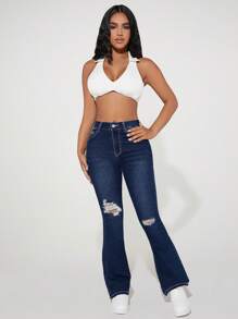 SHEIN PETITE Women Jeans  Thickened Denim - Dark Wash - View 4
