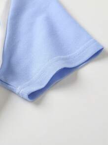 SHEIN Baby Boys' Short Sleeve Knitted Printed Top And Shorts Set - Blue - View 10