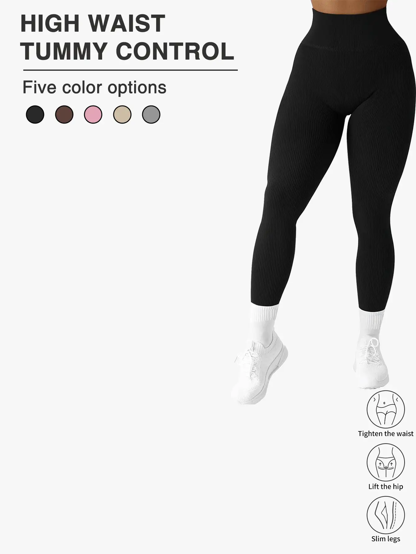 Easithlete 4 PCS Women's Solid Color High-Waisted Daily Workout Leggings Yoga Pants - Multicolor - View 2